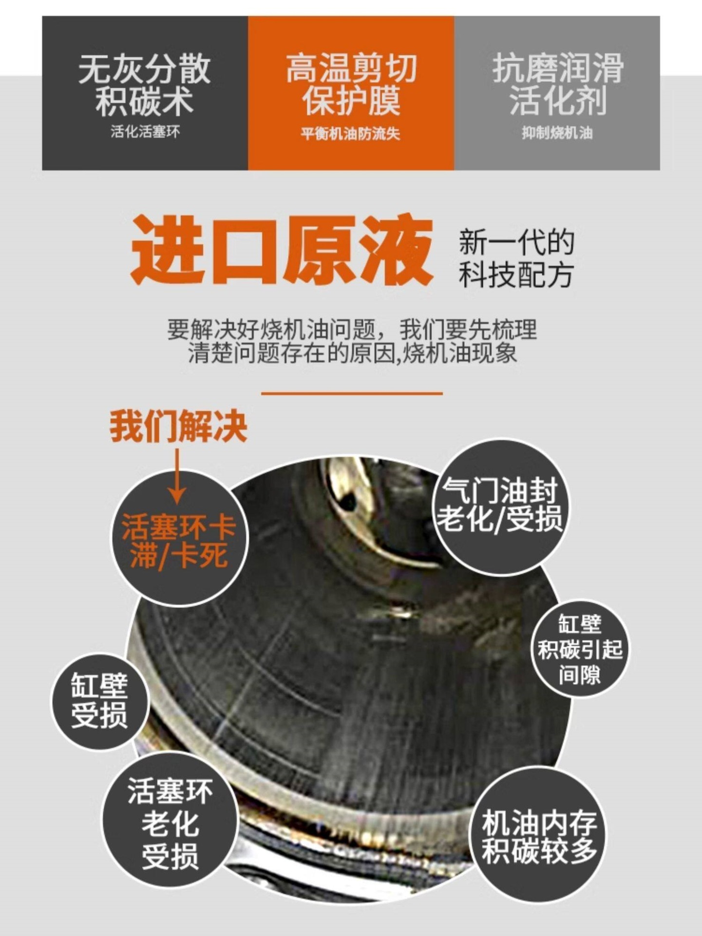 Suitable for strong repair of oil rings in car engines, piston ring release agent, oil anti-wear protection