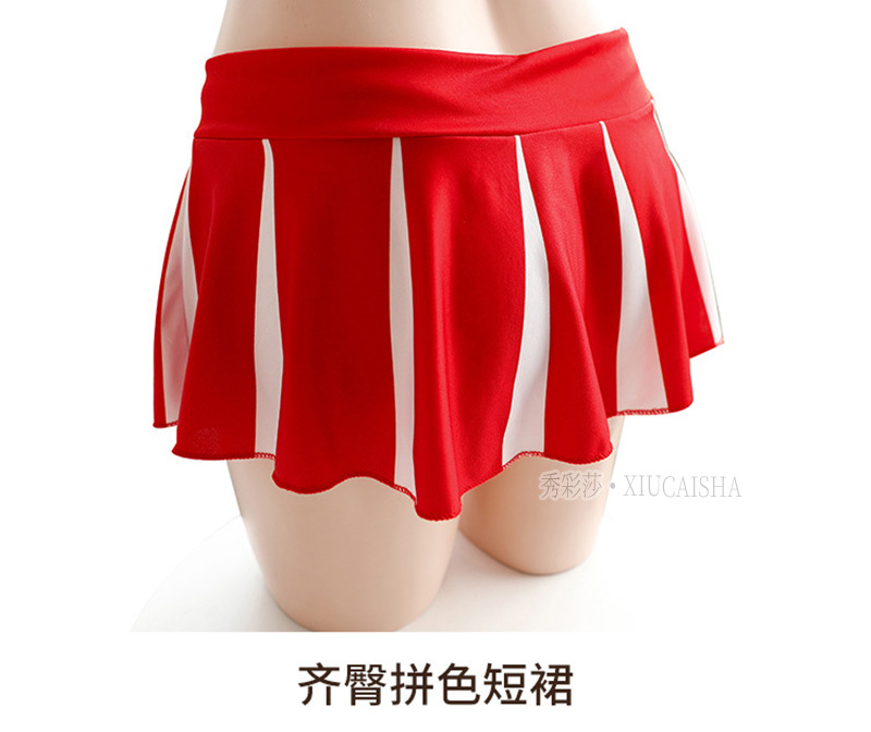 Cheerleader Roleplay Costume Set with Top, Mini Skirt and Thong — detail image 14