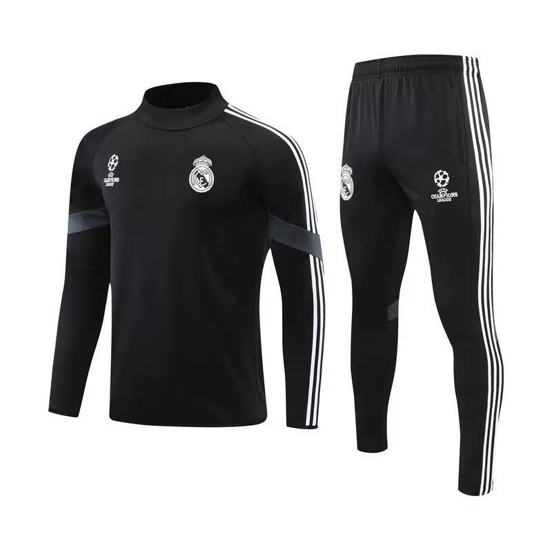 秋冬加绒皇马长袖成人儿童足球服训练服加绒套装男训练服收腿裤