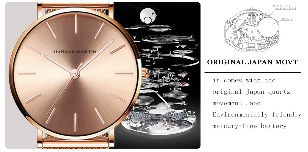 Japanese movement woven mesh belt waterproof quartz 36mm simple large three needle dw women's watch_voghion.com