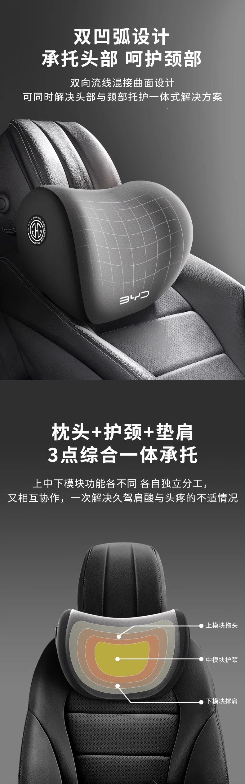 Suitable for BYD car headrests, Han Song Pro, Qin Plus, Song Plus DMI, Tang EV, Yuan Plus, Dolphin cushion