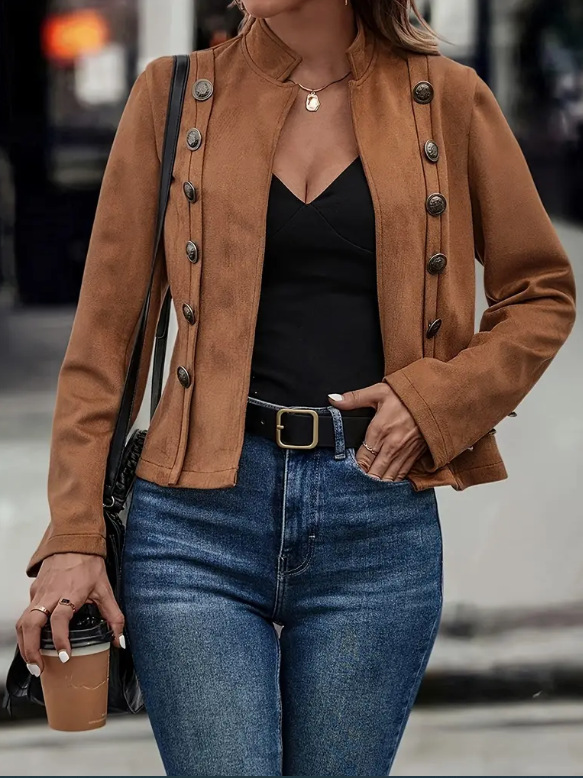 Women's Retro Double-breasted Velvet Jacket For Elegant Autumn_voghion.com