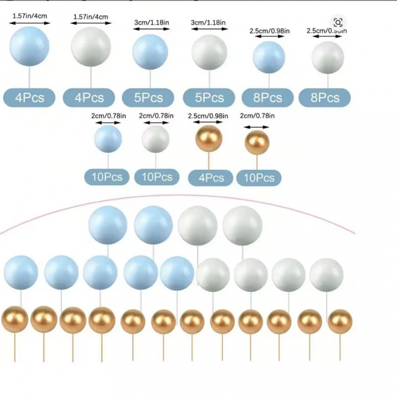 跨境热销68个套装混装蛋糕装饰彩色球套装 生日派对蛋糕插件