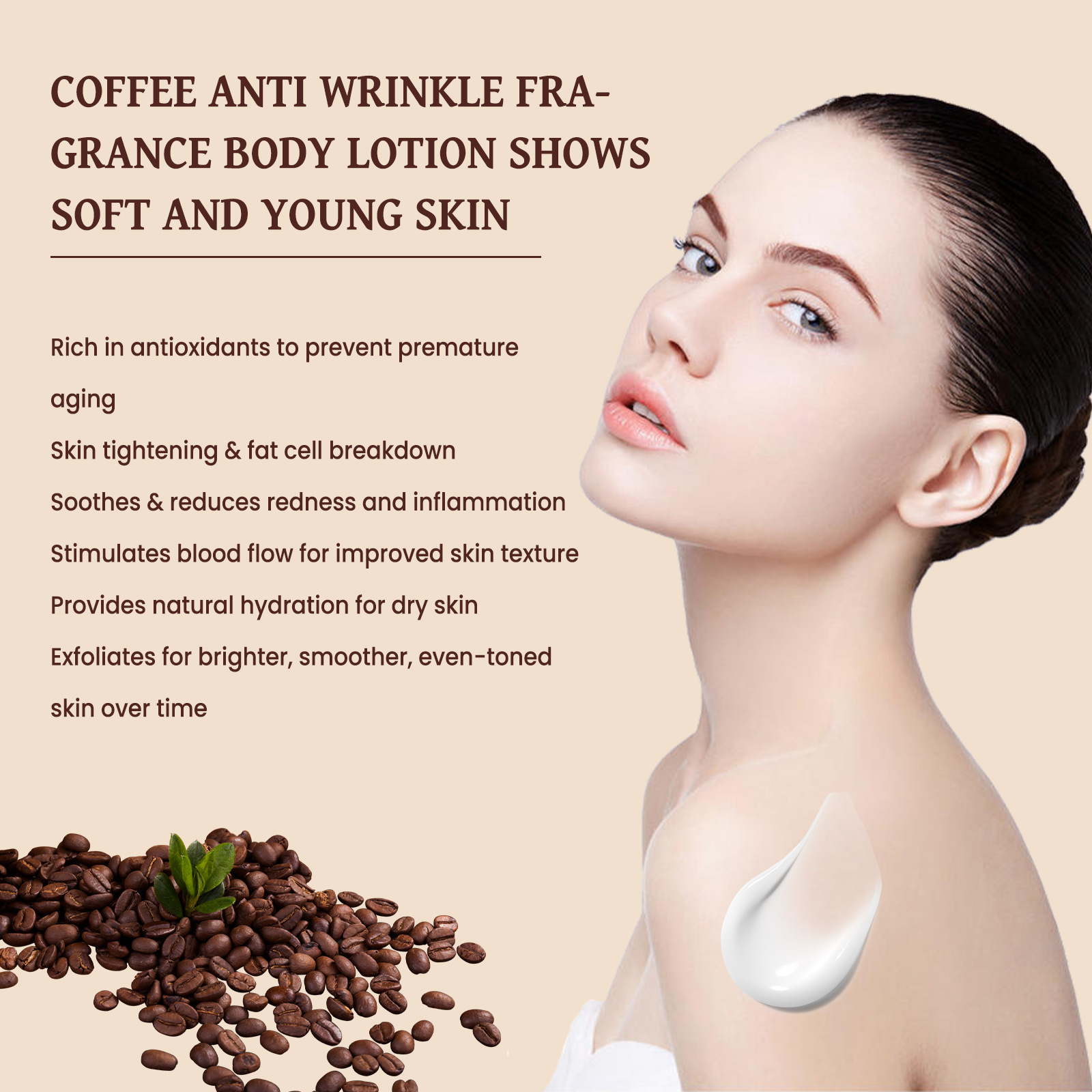 EELHOE Coffee Wrinkle Resisting Fragrance Refreshing, Fine, Brightening, Repairing, and Dry Skin Beautifying Body Milk_voghion.com