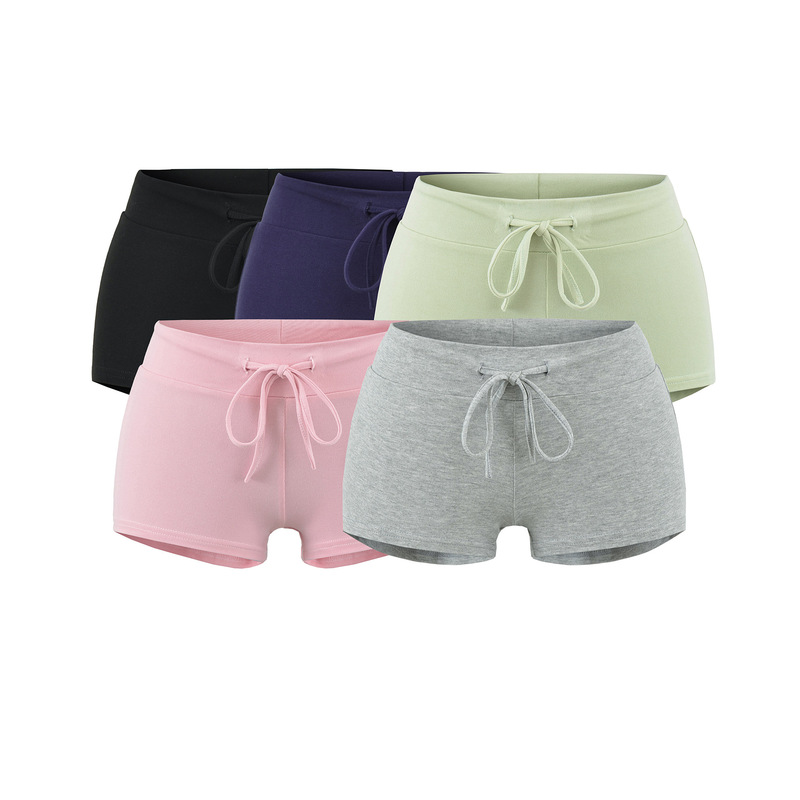 Low-waisted slim-fit stretchy sports knit shorts for women, summer magic pants that elongate the legs, versatile, hip-hugging, and slimming Low-waisted slim-fit stretchy sports knit shorts for women, summer magic pants that elongate the legs, versatile, hip-hugging, and slimming