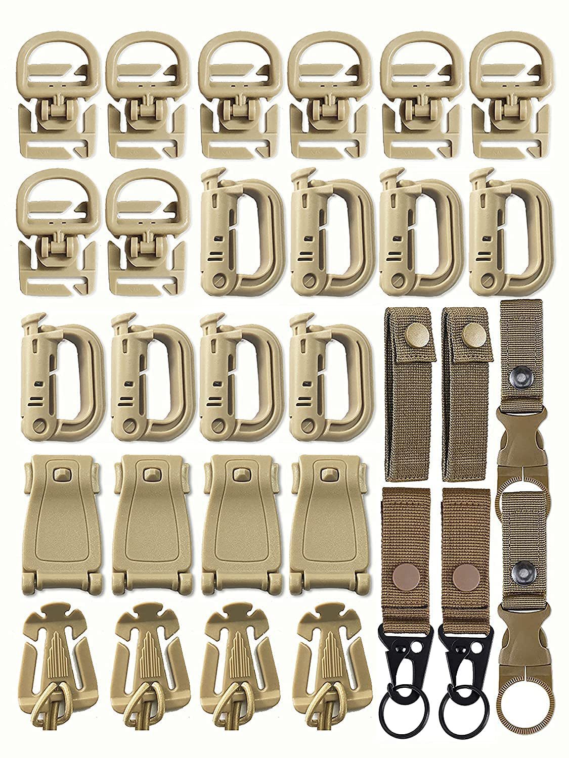 30 piezas mochila táctica al aire libre accesorios botella de agua hebilla cinta táctica hebilla de nylon mosquetón águila boca hebilla colgante