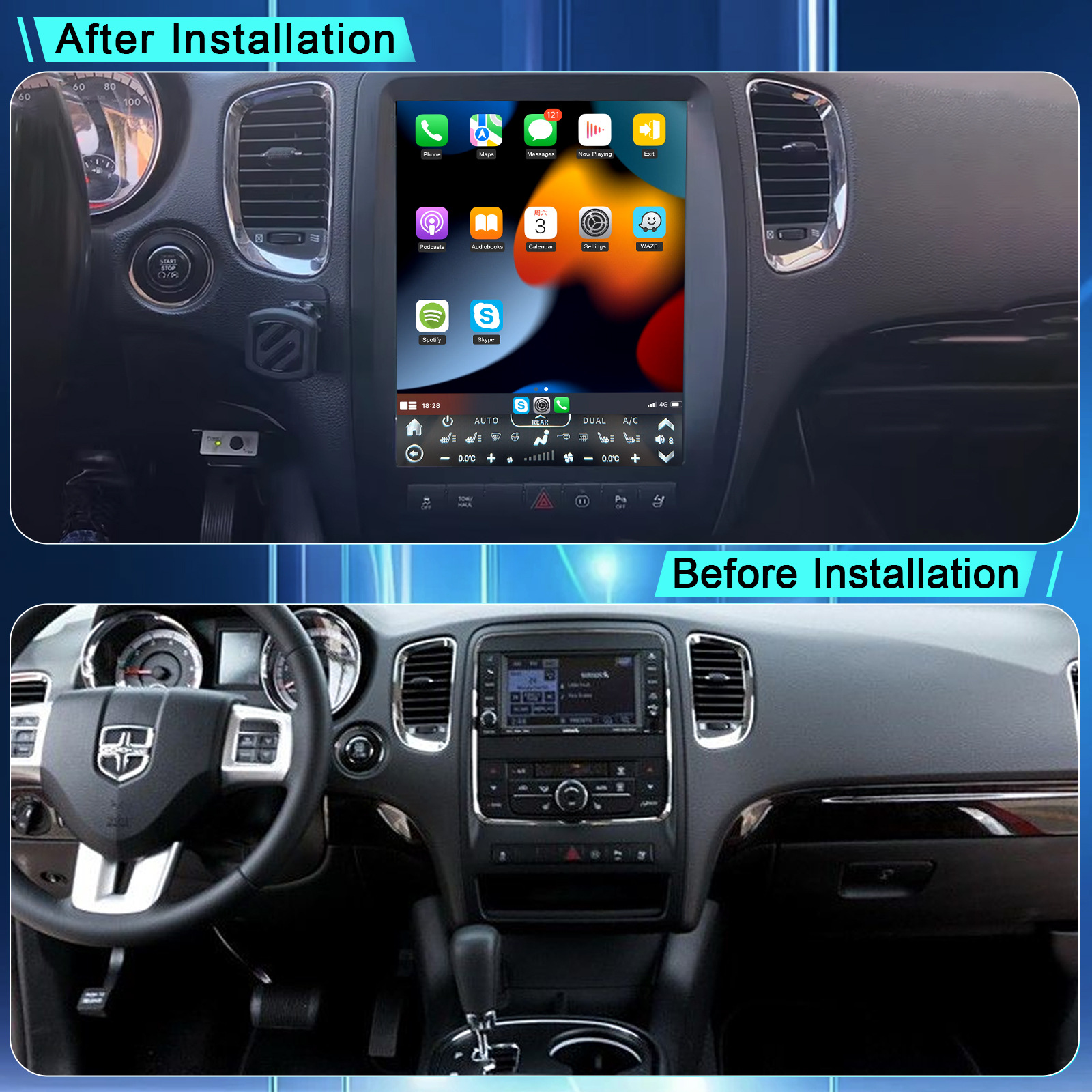 13 inch durango 2011-2014 central control large screen car audio and video intelligent navigator GPS Android navigation