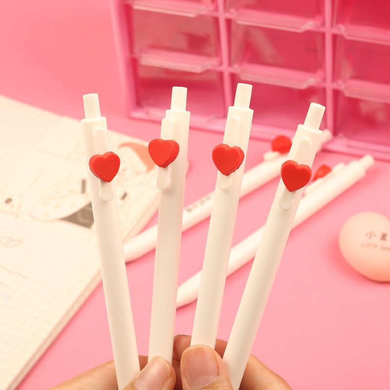 Engraved Heart-Shaped Retractable Gel Pen with Logo, Couple's Pen, Best Friend Pen, Student Pen for Studying and Exams, Stylish Black Pen, Signature Pen