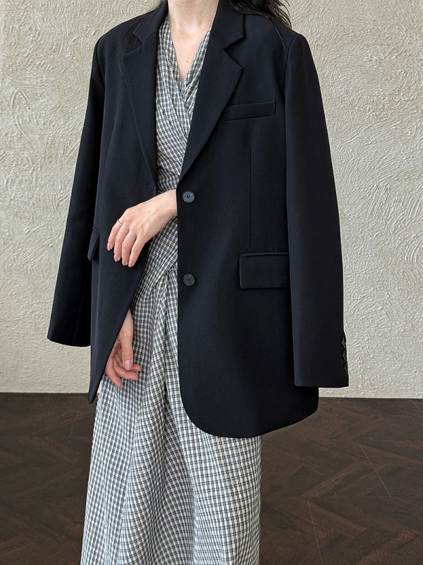 鹿西高级感西装外套女2025秋季新款垂感后背开叉休闲西服上衣3659|undefined