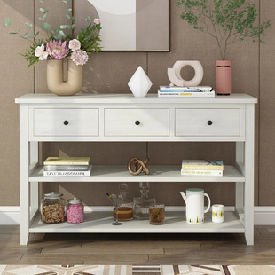 New Custom White 47inch with 3 Drawers Wood Side Table Side Cabinet for Living Room