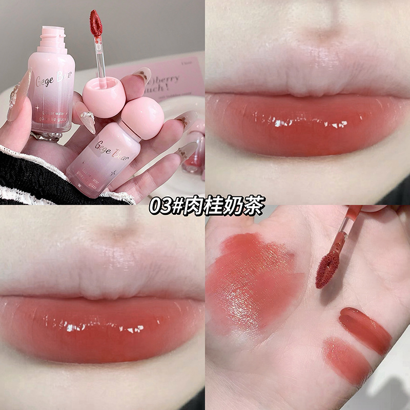 Gegebear Qingxin Water Light Lip Glaze Hidratante Dudu Lip Reproducción de color Brillo de labios blanco Primavera y verano Brillo de labios transfronterizo femenino