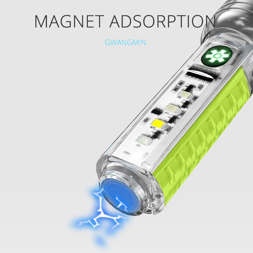 Transfronterizo mini zoom linterna láser multifuncional clip de acero de carga rápida portátil linterna de trabajo de reparación