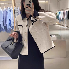 2025秋冬款小香风双面仿羊绒大衣女短款小金扣法式小个子毛呢外套