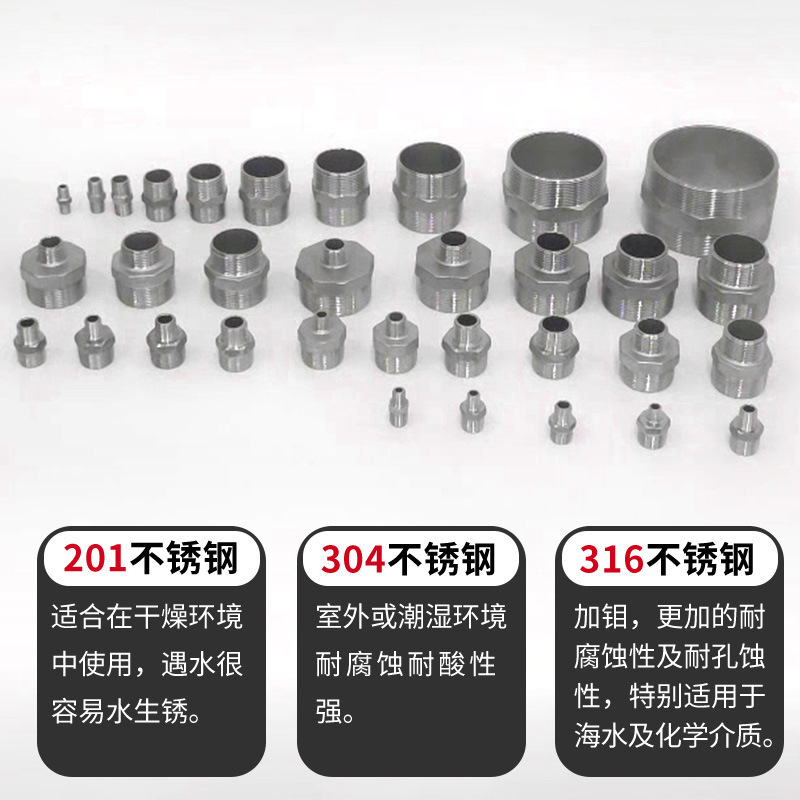304 ステンレス鋼ペアワイヤー六角両頭外側ワイヤー直接パス 316L 外ねじ水道管ジョイント 4 分 6 分 1 インチ|undefined