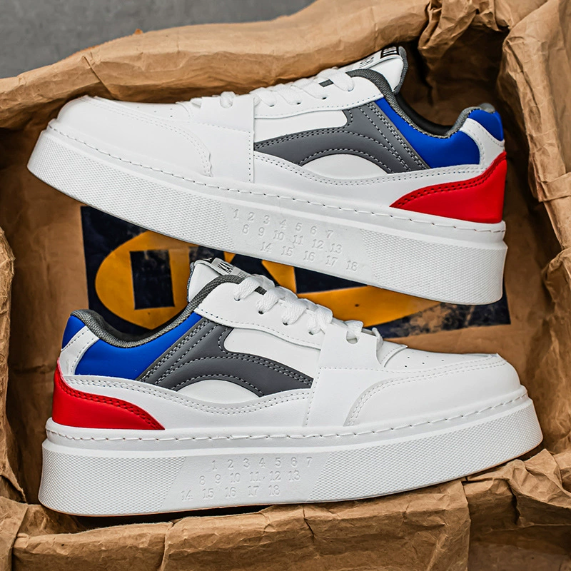 Мужские кроссовки 2024 новые весенне-осенние повседневные дышащие на высокой подошве белые европейский стиль модные высококачественные мужские корейская версия