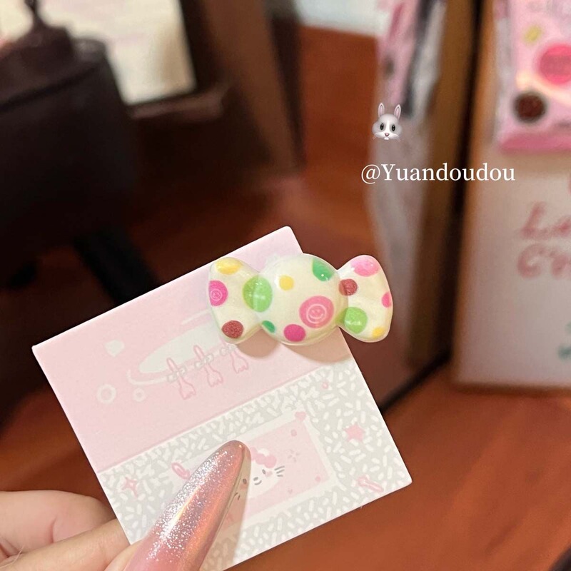 甜妹糖果发夹~可爱少女心格纹蝴蝶结鸭嘴夹碎发刘海夹边夹发饰品|undefined