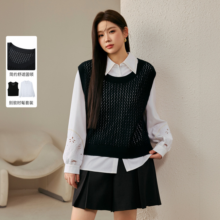 Fiber Shows the big size women's clothing fashionable and personalized design and versatile temperament two-piece suit fat mm2024 autumn outfit new style