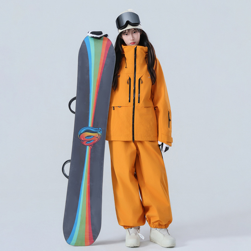 Ski Suit Set for Women and Men, Snowboard Waterproof Thickened Fully Taped Professional Snow Suit Top and Pants Set 3L