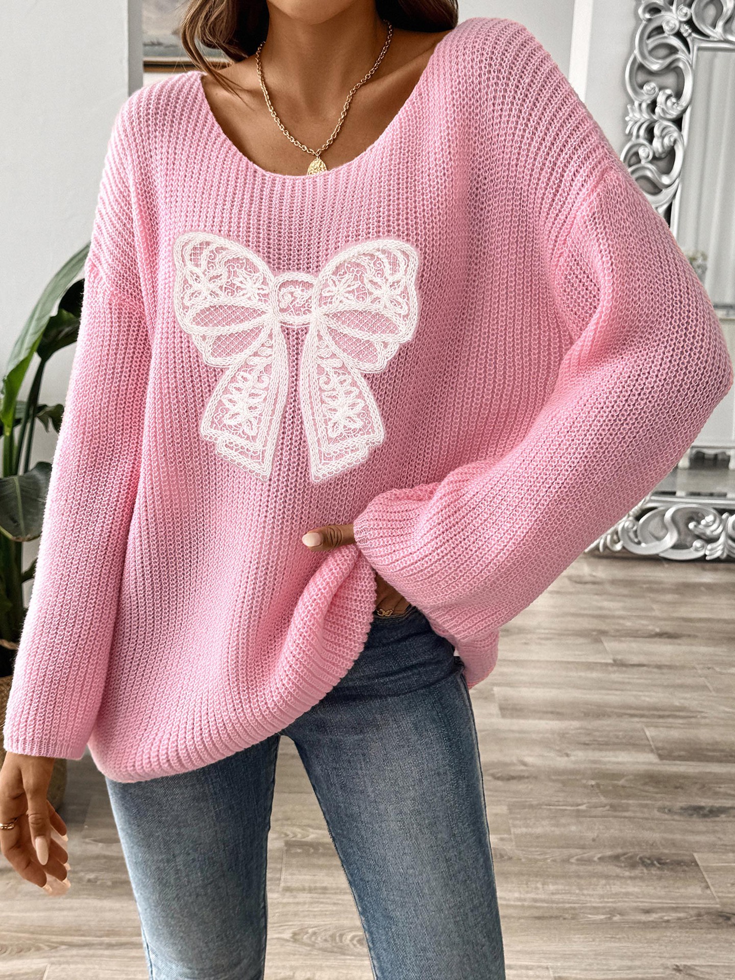 Damenbekleidung Damen Pullover Pullover eine Schulter schulterfrei Trompetenärmel Pullover_voghion.com