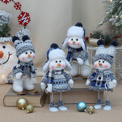 国境を越えたクリスマスの新商品青い布芸人形かわいいスキースイング雪だるま装飾クリスマス新年プレゼント