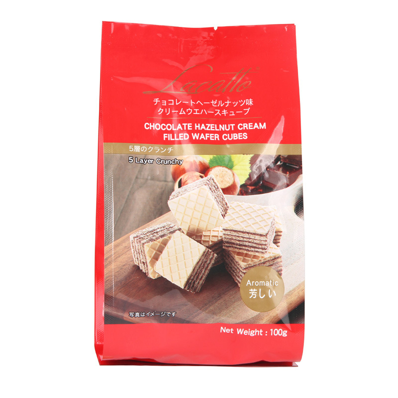 【直供】泰国进口拿卡图榛子巧克力味夹心方块威化饼干100g