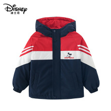 迪士尼儿童户外冲锋衣2024新款中大童亲子款加厚连帽外套