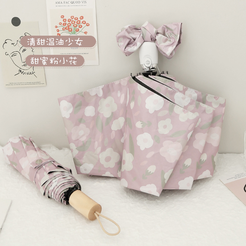 Small Floral Umbrella, Fully Automatic Vinyl Sun Umbrella, Sun Protection, Uv Protection, Foldableing, Sunny and Rainy Umbrella, Dual-purpose Umbrella Wholesale