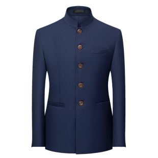 Men's Business Casual Stand-Up Collar Chinese-Style Wedding Host Performance Suit Chinese-Style Youth Suit