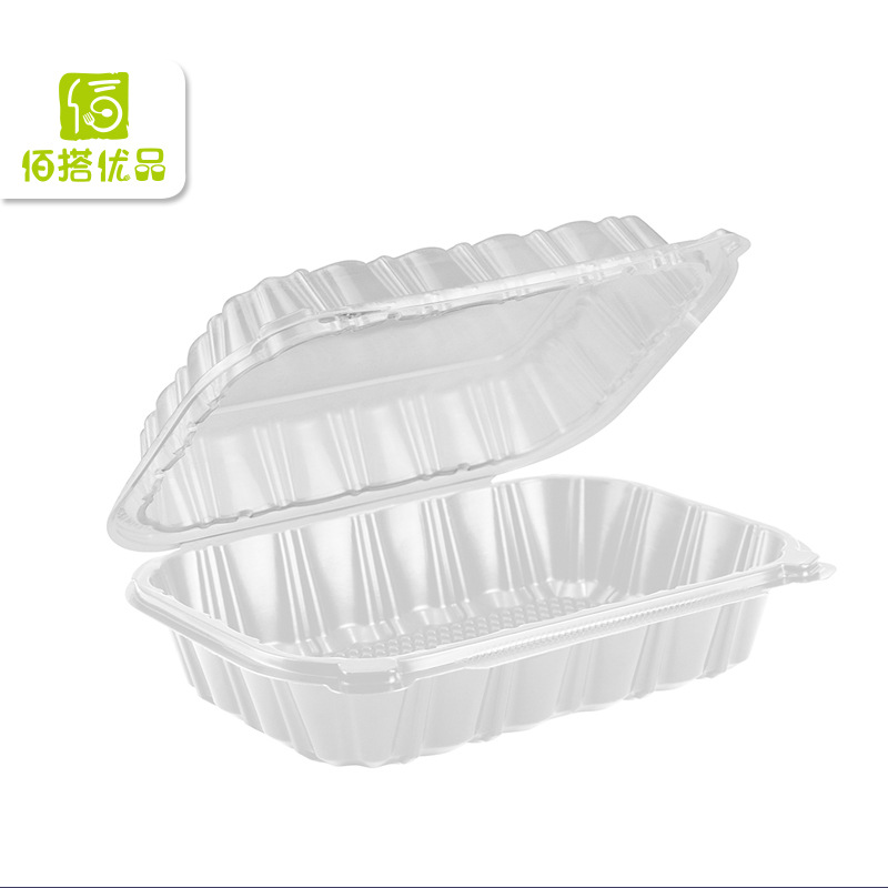 一次性9x6寸单格方形PP微波炉美式连体外卖快餐打包餐盒工厂出口