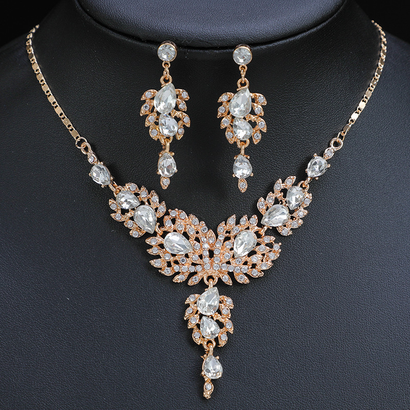 Necklace and Earrings Two Piece Set for Bride Advanced Design 2022 New Edition_voghion.com