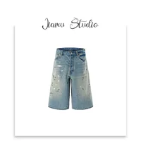 JIMAU Inkjet American High Street мешковатые джинсы унисекс шорты свободные широкие укороченные джинсы мужские прямые