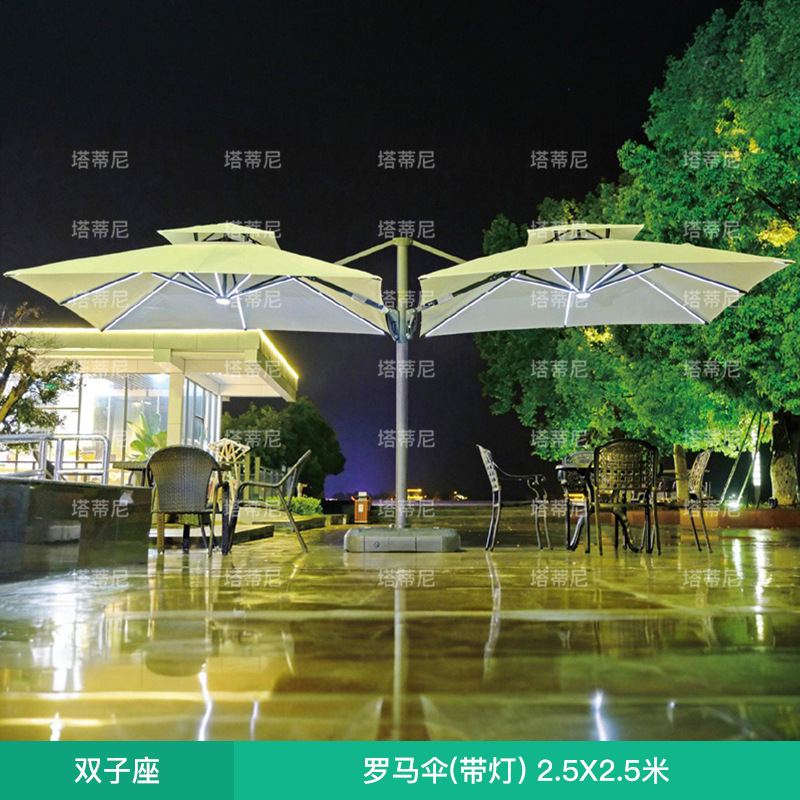 Paraguas solares al aire libre con lámpara Paraguas romanas Jardín Patio Villa Paraguas cuadradas Paraguas al aire libre Paraguas image 17