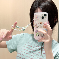 可愛玩偶小動物雙層適用iphone15Promax蘋果14手機殼13鏈條12女11