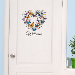 Foreign Trade Loving Butterfly WELCOME Door Bedroom Entrance Home Decor Wall Sticker Decal Self Adhesive Wholesale Cross-border
