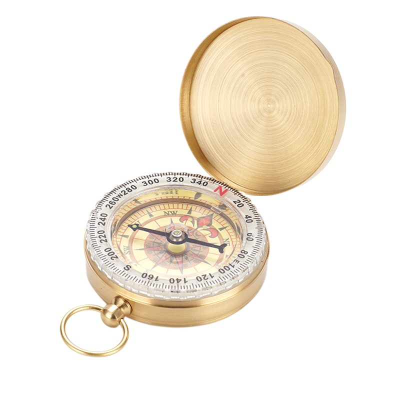Cobre puro aguja Norte G50 reloj de bolsillo Flip brújula al aire libre montañismo multifuncional brújula luminosa con tapa por mayor