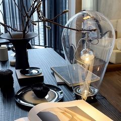 レトロ工業風軽豪華リビングデスク書斎寝室ベッドヘッドタッチ磁石ガラス創意装飾電気スタンド