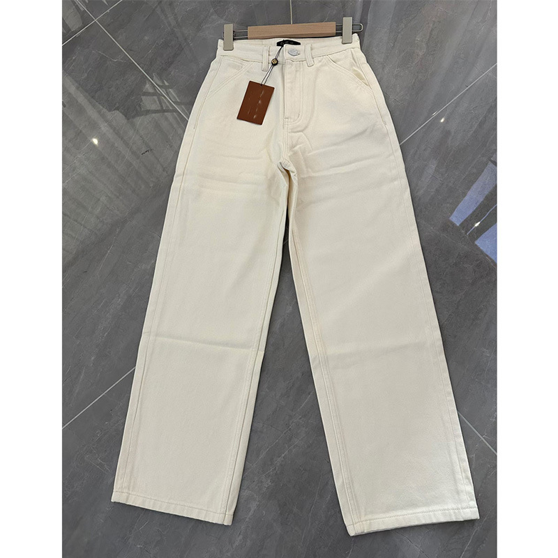 Lp Yuan Off-White Denim Straight-Leg Pants, Loose Fit, Mid-High Waist, Women's Winter Style, Thin Fleece, Slimming Casual Straight-Leg Long Pants Lp Yuan Off-White Denim Straight-Leg Pants, Loose Fit, Mid-High Waist, Women's Winter Style, Thin Fleece, Slimming Casual Straight-Leg Long Pants