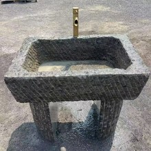 老石槽洗脸盆户外庭院洗衣槽家用景观摆件装饰旧石器老石槽水槽