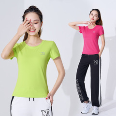 Tingziyi square dance clothing new sports quick-drying ice grid T-shirt suit group aerobics performance costumes