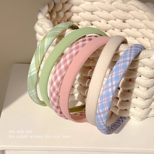 Colorful Grid Small Hairband for Girls 2024 New Style, Unisex Fashion Outdoors Hairpin Summer High-end Hair Tying Band