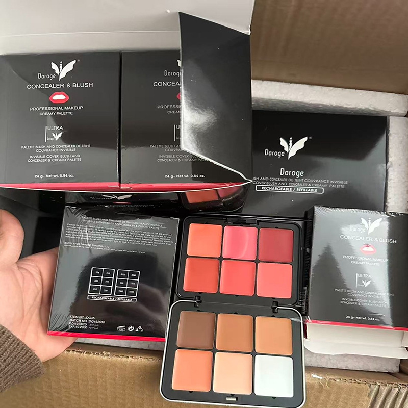Paleta de Rubor y Contorno en Crema de 12 Colores con Caja de Hierro, Mate