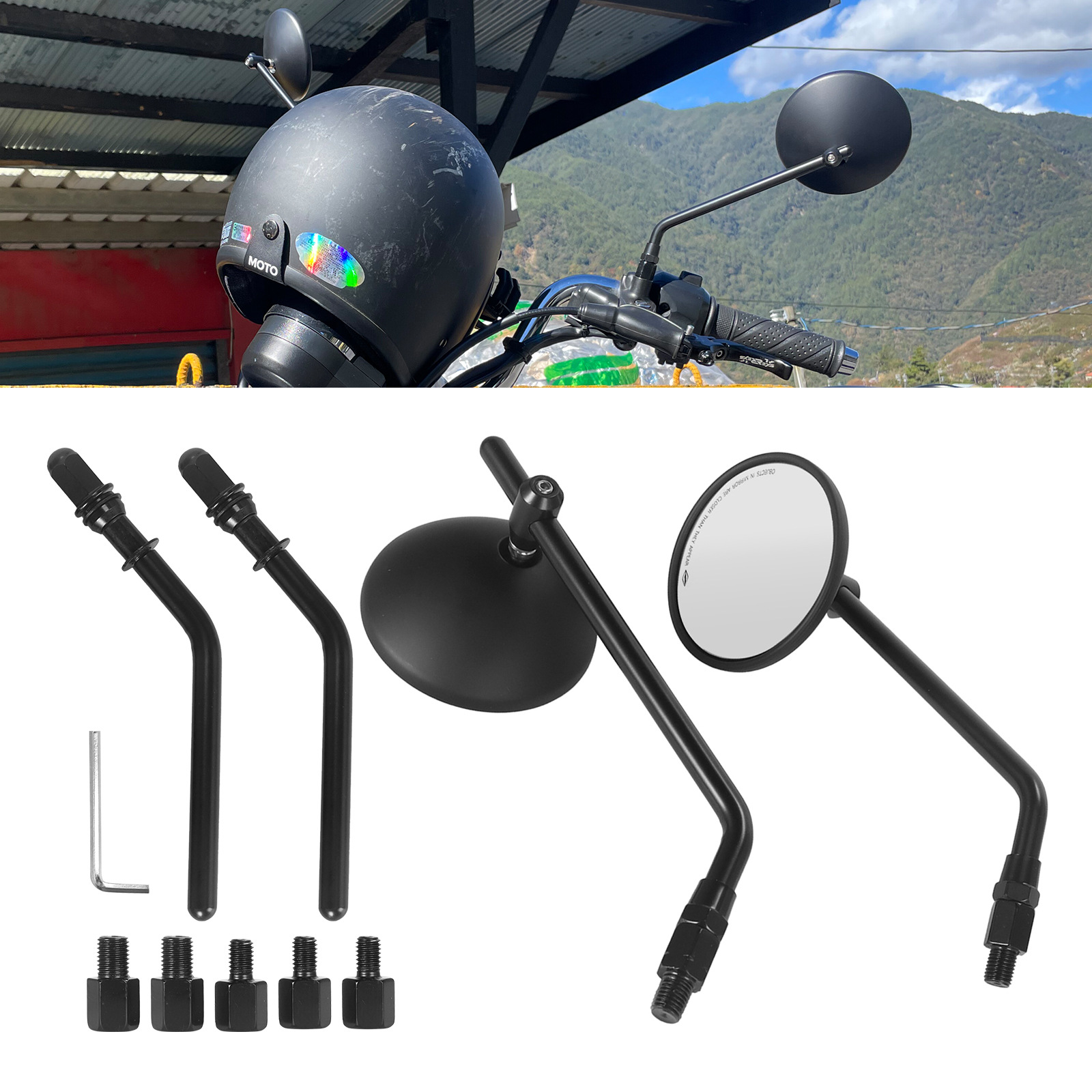 Vintage Motorcycle Modified Small Round Mirror Rearview Mirror Reflector Harley Xl883 Little Monkey M3 Little Monster