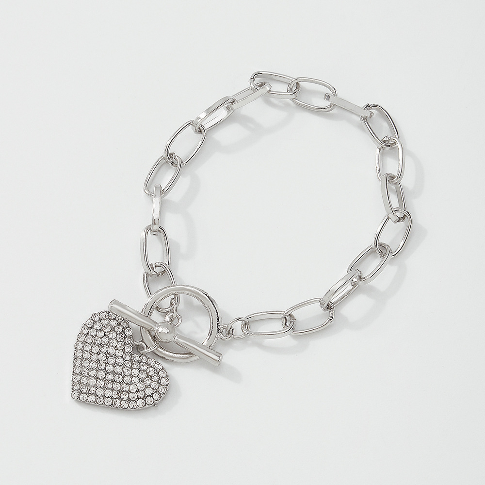 Cross-border Simple Small Fragrant Wind Geometric Chain Full of Rhinestone Love Necklace Bracelet