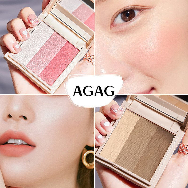 AGAG エジプト風グラデーション 3 色コントゥアリングパウダーオールインワンパレットブラッシュシャドウパレットノーズシャドウハイライトコントゥアリングパウダーブライトニング|undefined