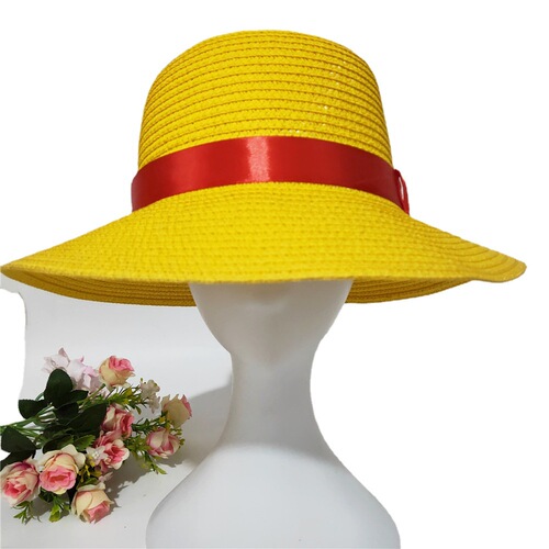 New two-dimensional anime straw hat One Piece Luffy cos anime hat summer sunshade yellow basin hat parent-child