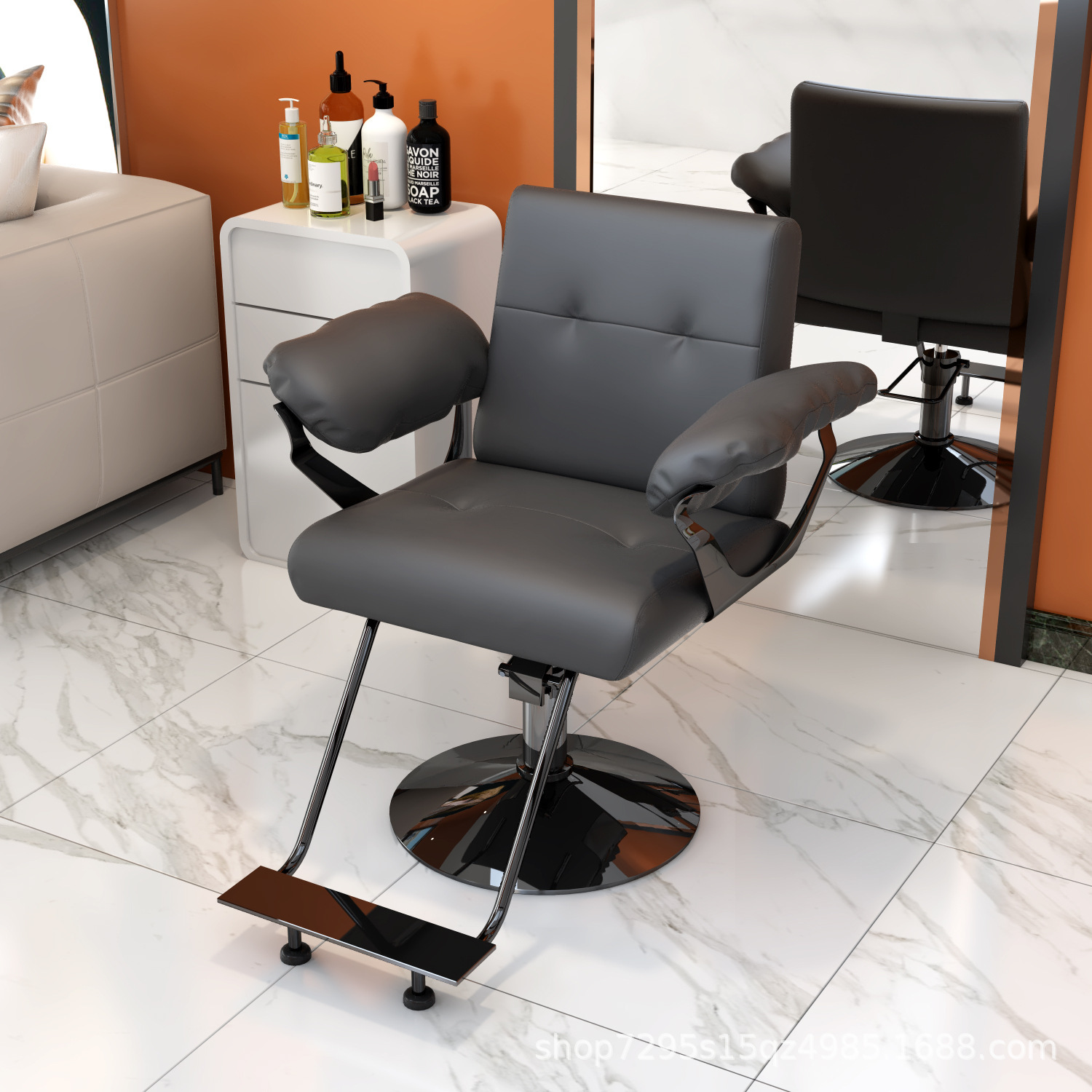 Fábrica directa de barbería en línea silla salón de peluquería moda asiento de cremado puede elevar y cortar el pelo cómodo y satisfactorio image 11