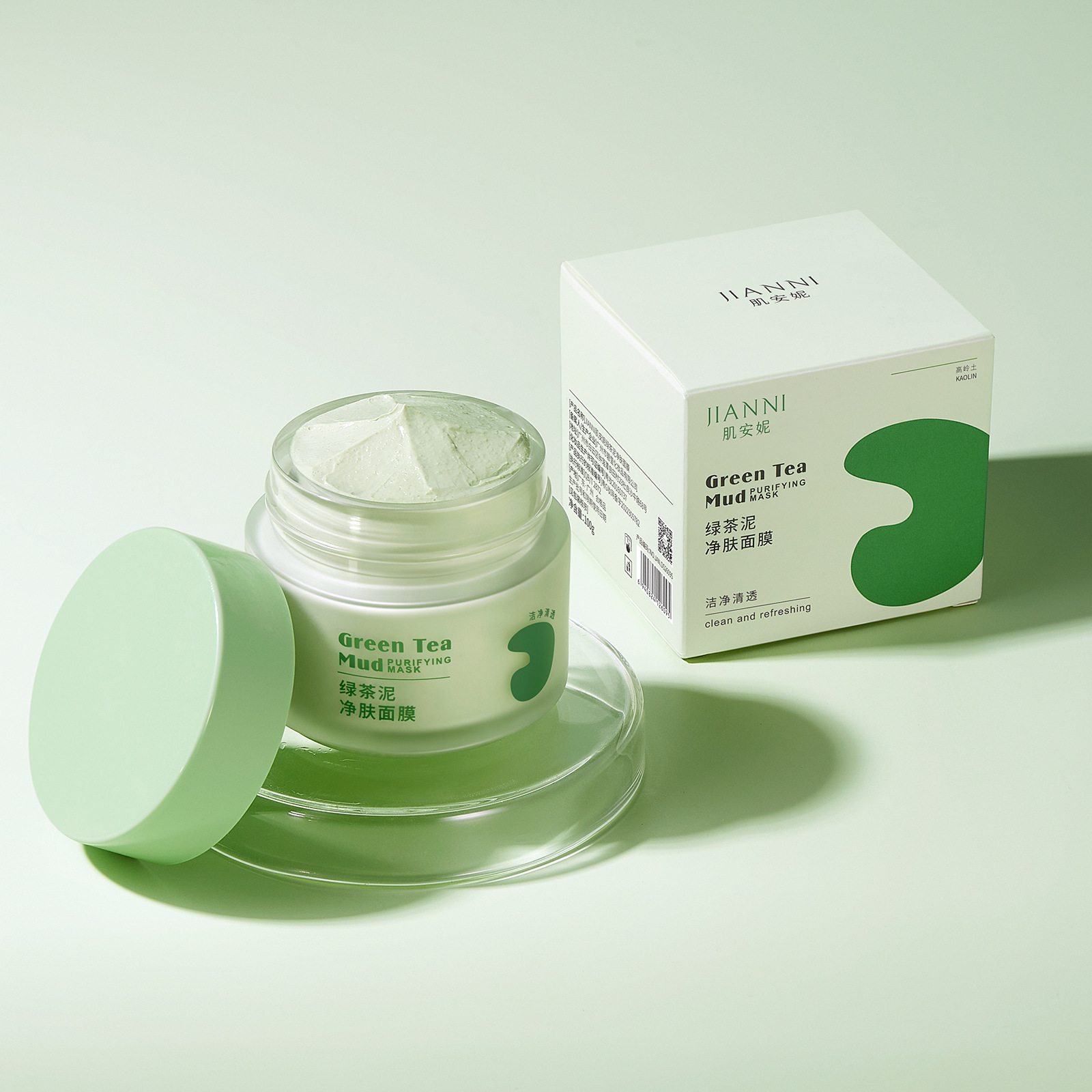 肌安妮绿茶泥净肤面膜100g清爽控油清洁油脂黑头保湿修护涂抹泥膜