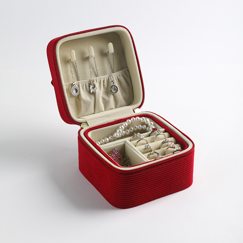 Caja de joyería portátil de melee de alta calidad, bolsa de maquillaje de viaje de gran capacidad, joyería lápiz labial, caja de almacenamiento con cremallera portátil