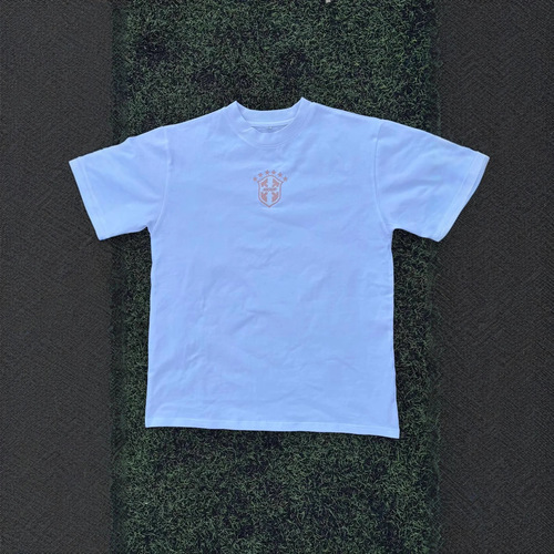 Euro-American Style Pink Embroidered Elastic Drawstring Casual Shorts | Straight-Leg Loose-Fit Shorts + Embroidered Crew-Neck T-Shirt Set