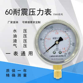供应YN-60高精度压力表不锈钢油表液压水压气压2分牙 耐震压力表